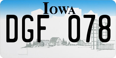 IA license plate DGF078