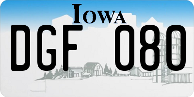 IA license plate DGF080