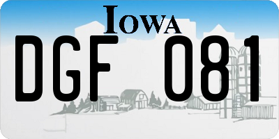IA license plate DGF081
