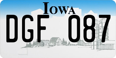 IA license plate DGF087