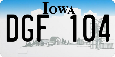 IA license plate DGF104