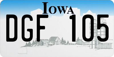 IA license plate DGF105