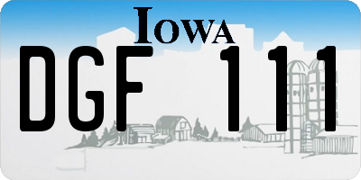 IA license plate DGF111