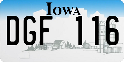 IA license plate DGF116