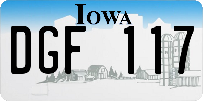 IA license plate DGF117