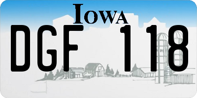 IA license plate DGF118