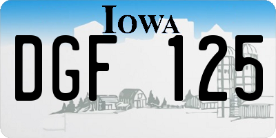 IA license plate DGF125