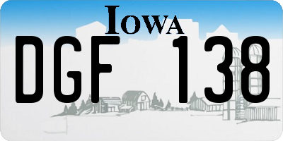 IA license plate DGF138