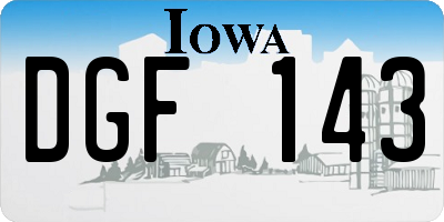 IA license plate DGF143