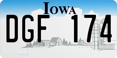 IA license plate DGF174