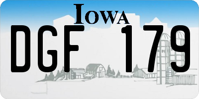 IA license plate DGF179