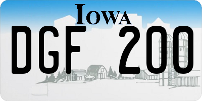 IA license plate DGF200
