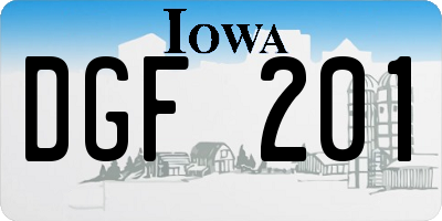 IA license plate DGF201