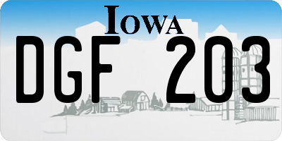 IA license plate DGF203