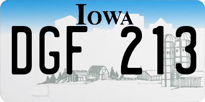 IA license plate DGF213