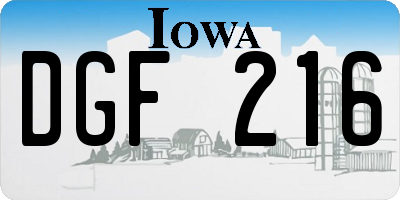IA license plate DGF216