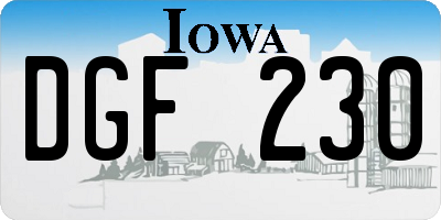 IA license plate DGF230