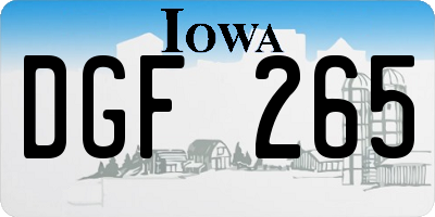 IA license plate DGF265