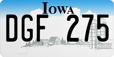 IA license plate DGF275