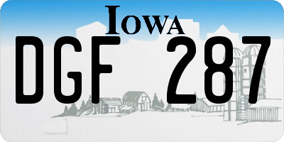 IA license plate DGF287