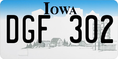 IA license plate DGF302