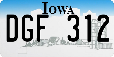 IA license plate DGF312