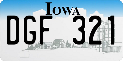 IA license plate DGF321