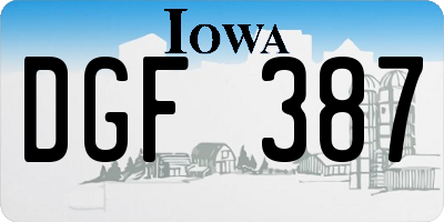 IA license plate DGF387