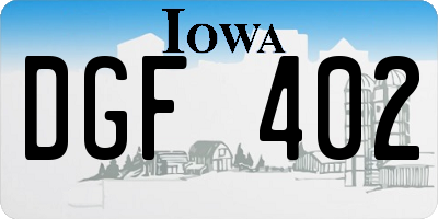 IA license plate DGF402