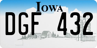 IA license plate DGF432