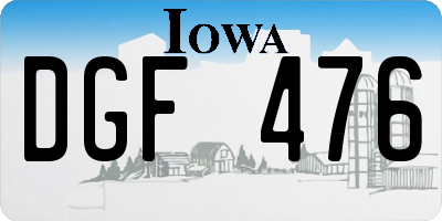 IA license plate DGF476
