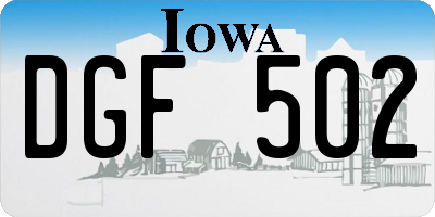IA license plate DGF502