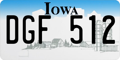 IA license plate DGF512