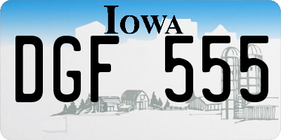 IA license plate DGF555