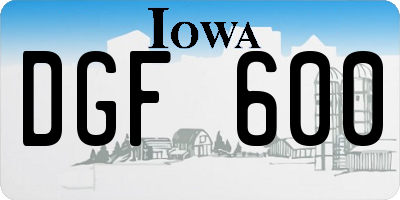 IA license plate DGF600