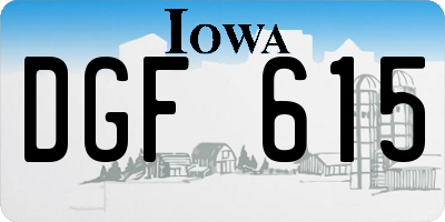 IA license plate DGF615