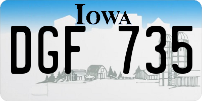 IA license plate DGF735