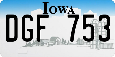 IA license plate DGF753