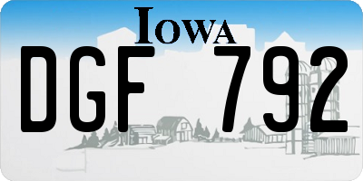 IA license plate DGF792