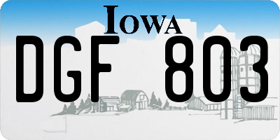 IA license plate DGF803