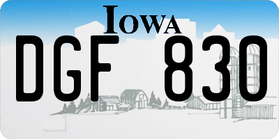 IA license plate DGF830