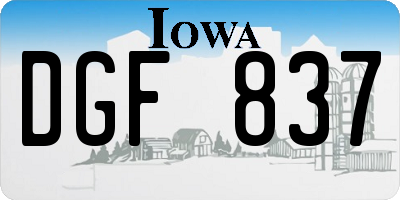 IA license plate DGF837