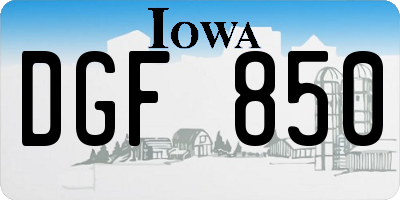 IA license plate DGF850