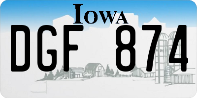 IA license plate DGF874