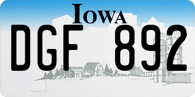 IA license plate DGF892