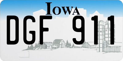 IA license plate DGF911