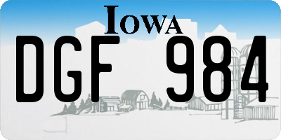 IA license plate DGF984