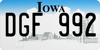 IA license plate DGF992