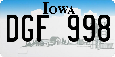 IA license plate DGF998