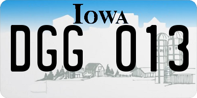 IA license plate DGG013